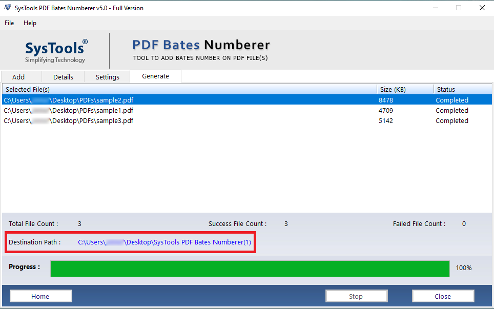 Click path to access generated PDFs